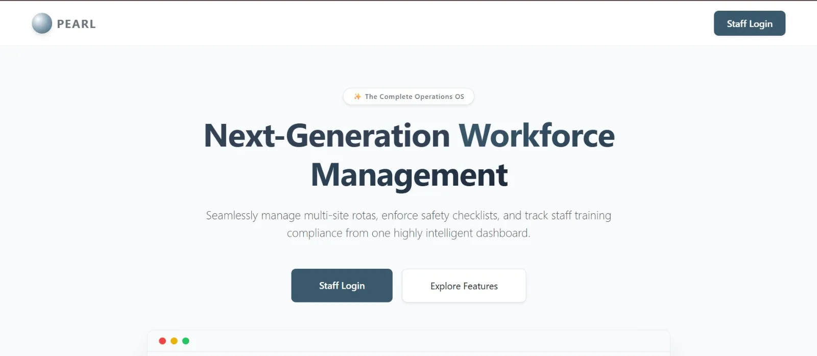 PEARL Park: Landing page: next-generation workforce management